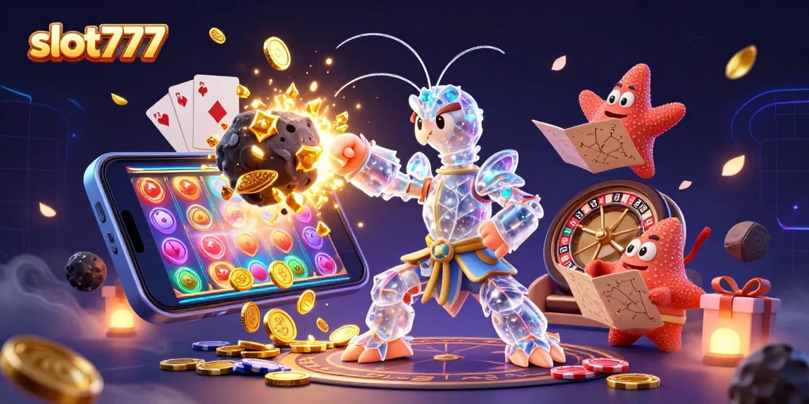 Engage in the thrilling experience of slot777 with colorful games, dynamic coins, and exciting gambling elements.
