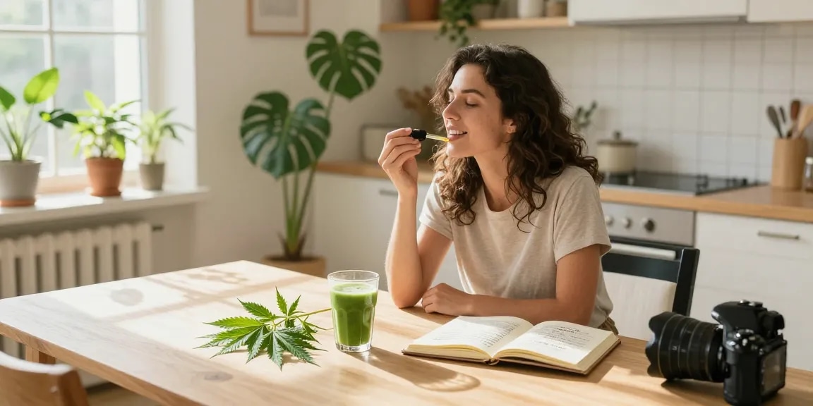 Ministry of Cannabis web official showcasing premium CBD oil in a cozy home wellness setting with natural elements.