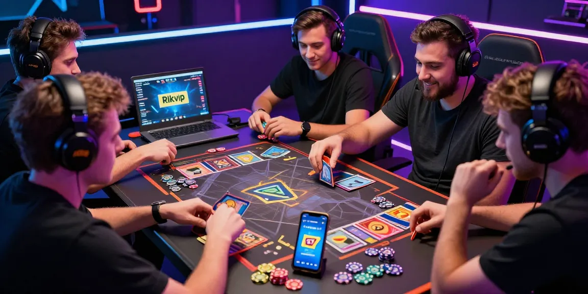 Players enjoying a thrilling Rikvip game session with dynamic lighting and gaming devices.