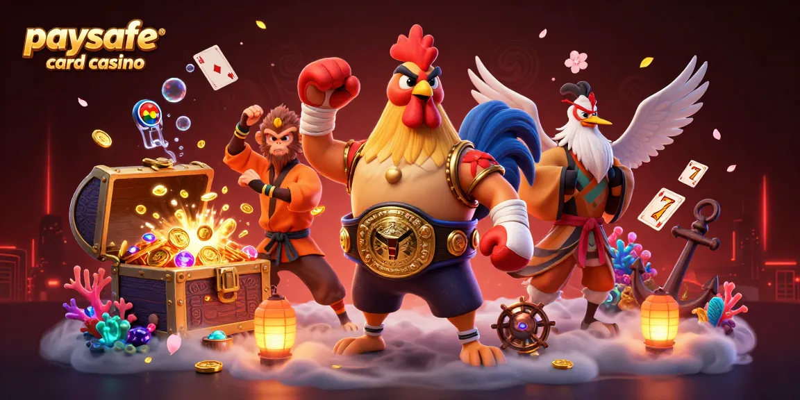 Erleben Sie aufregendes Spielen in einem Paysafe Card Casino mit dynamischen Charakteren und bunten Elementen.