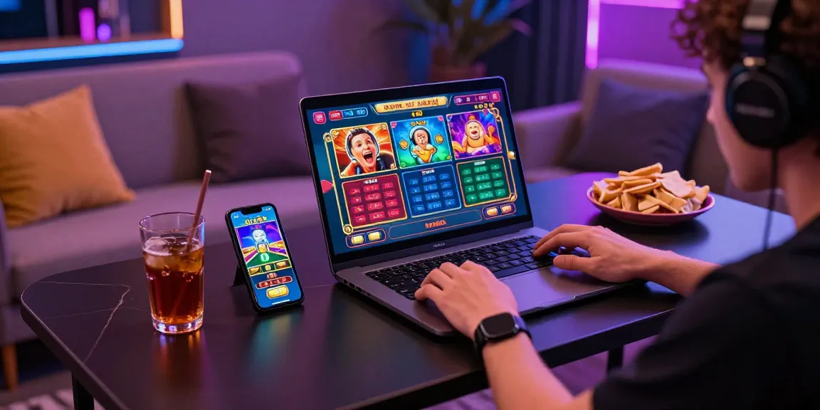 Engaged player on 68gamebai enjoying vibrant live casino gaming experience with snacks and sleek gaming setup.