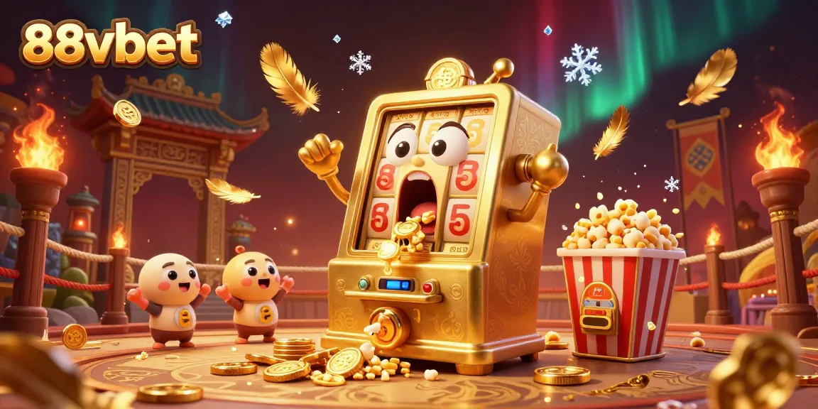 Experience thrilling jackpots with 88vbet's vibrant slot machine scene capturing excitement and celebration.