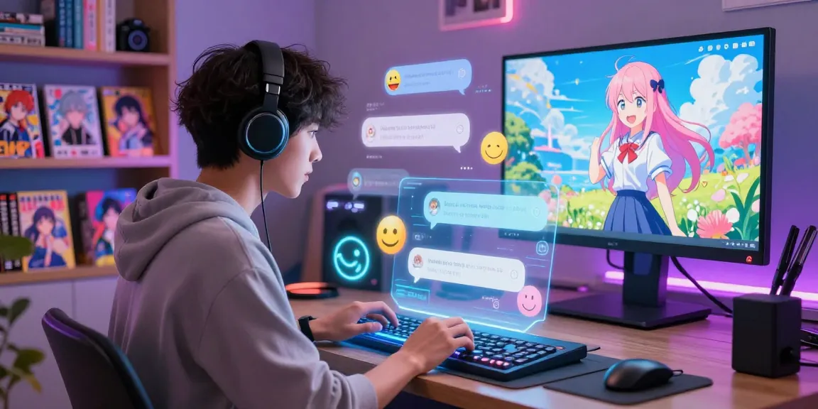 Engaging ai hentai chat interaction in a vibrant digital anime setting.