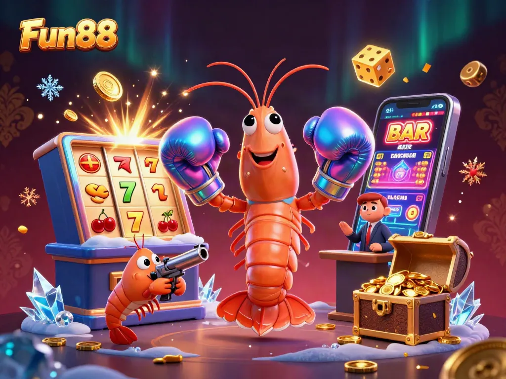 Experience thrilling gameplay with Fun88 featuring a dynamic scene of cartoon ocean creatures and casino excitement.