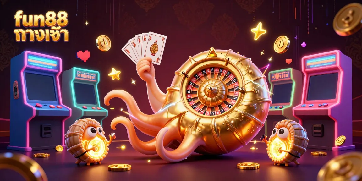 Visualize fun88 ทางเข้า with engaging characters and rich casino elements for online gambling success.