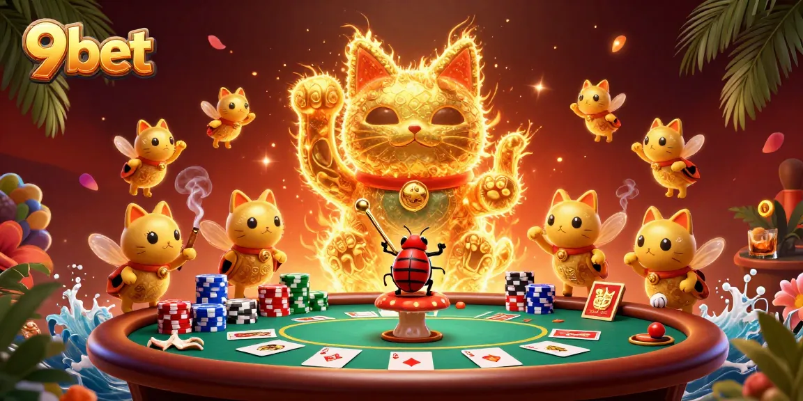Experience the excitement of 9bet with a captivating visualization of a lucky cat made of fireflies.