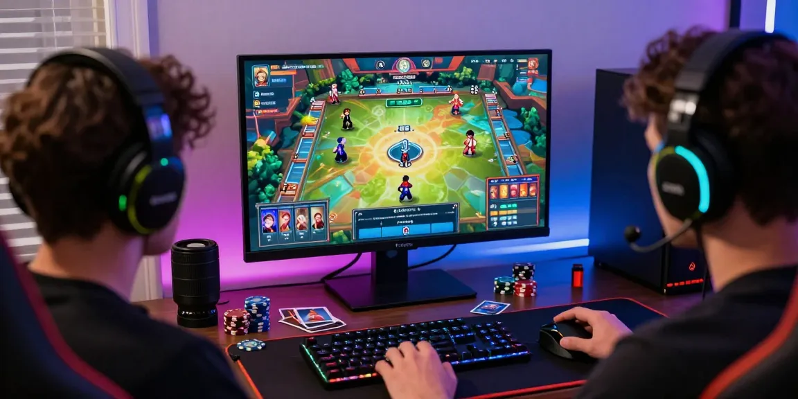 Pengguna terlibat dalam permainan 68 game bài dengan aksesori gaming, pencahayaan LED yang dinamis.