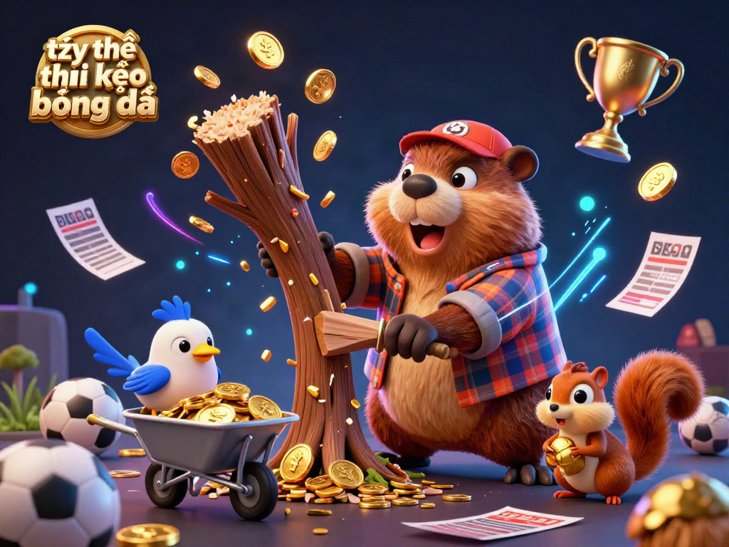Engage with tỷ lệ kèo bóng đá in a vibrant sports betting scene featuring characters surrounded by dynamic elements.