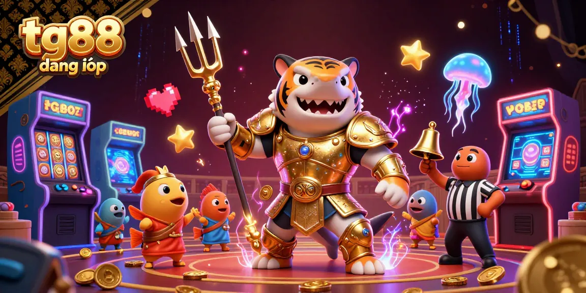 Experience thrilling spins with tg88 đăng nhập in a vibrant underwater casino setting featuring a fierce tiger shark.
