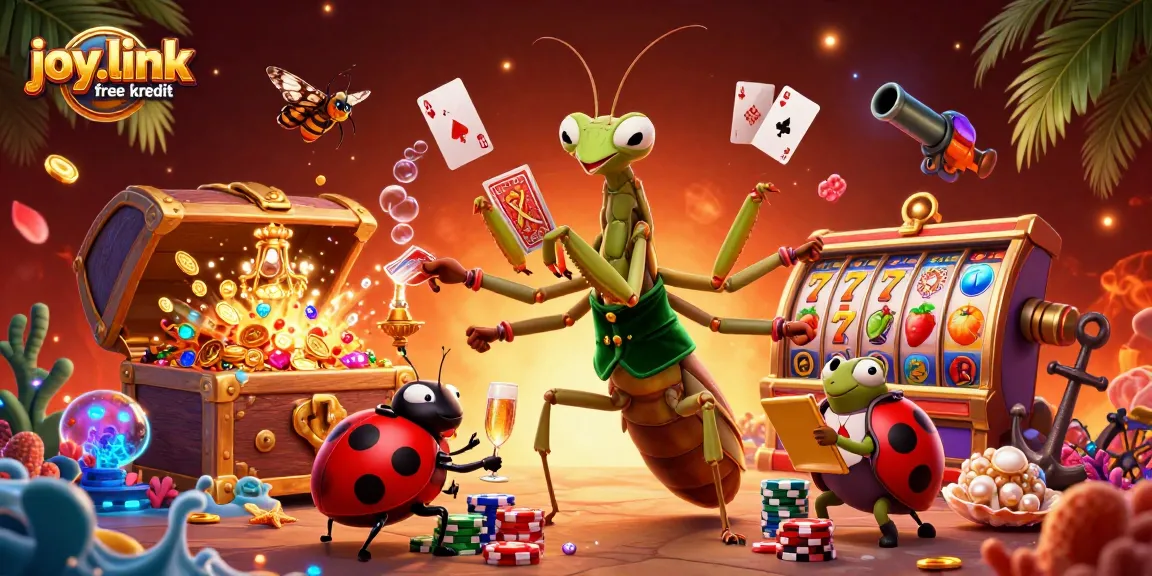Experience thrilling gameplay with joy.link free kredit in this vibrant casino-themed artwork.