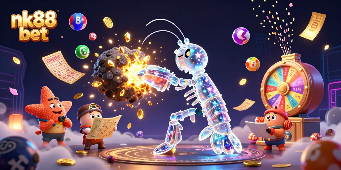 Win big with nk88 bet, featuring a 3D galactic samurai amidst a bounty of gems and casino elements.