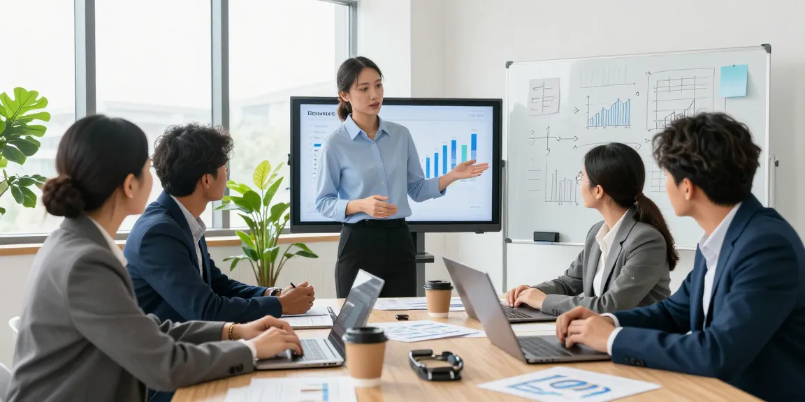 Collaborative business meeting scene discussing how to get a merchant cash advance.