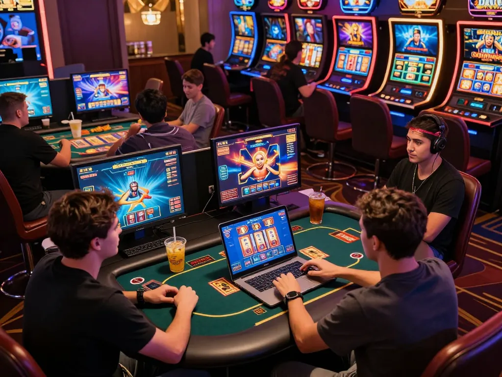Engaged players experience nohu90's vibrant online casino in a thrilling tournament atmosphere.