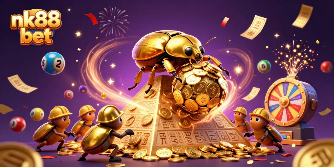 Engage with exciting nk88 bet promotions featuring golden elements and dynamic lottery symbols.