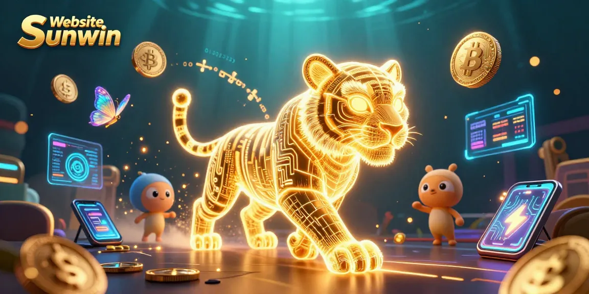 Experience excitement and vibrant graphics with Website Sunwin's animated casino scene featuring a neon tiger.