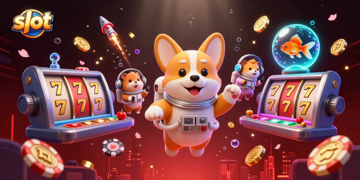 Experience the thrill of slot adventures in a vibrant space casino with floating coins.