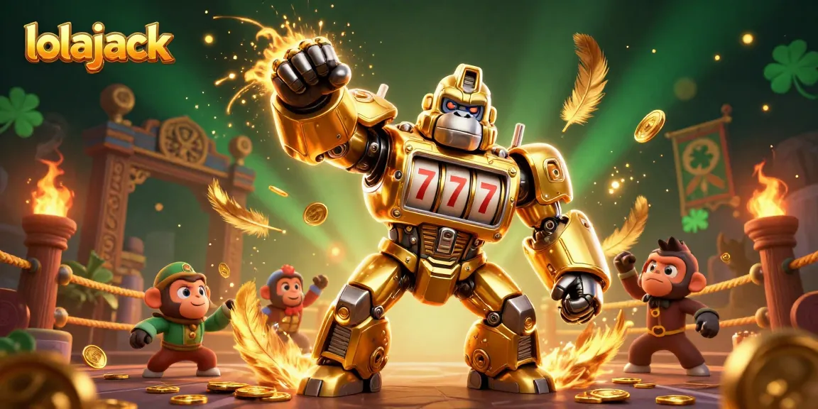 Experience thrilling gaming at lolajack, where a golden gorilla mech unleashes jackpot excitement!