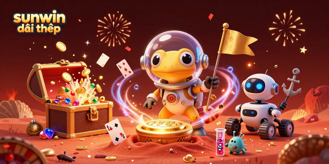 Experience sunwin đổi thưởng as our Martian gecko discovers a golden casino with vibrant 3D elements!