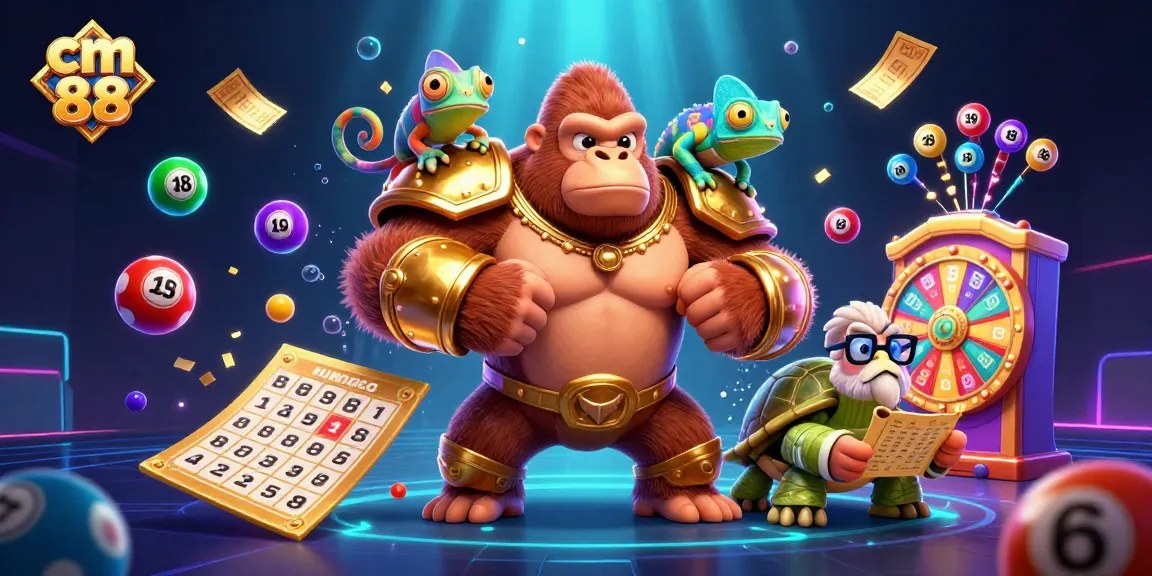 Experience thrilling moments at cm 88 with 3D cartoon gorilla king and vibrant casino elements!